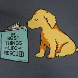 LIFE IS GOD THE BEST THINGS IN LIFE ARE RESCUED BLUE WOMENS XS T-SHIRT L349